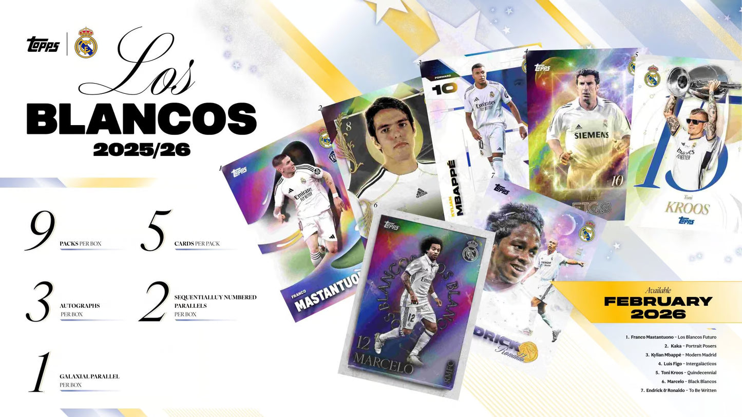 2025/26 Topps Real Madrid – Los Blancos Hobby Box (Factory Sealed)