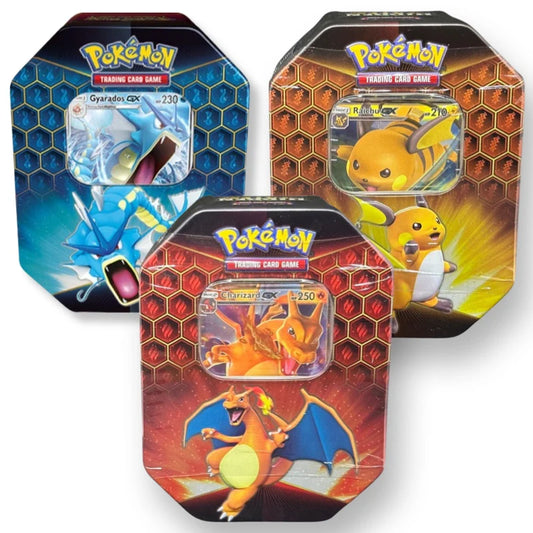 Pokémon Hidden Fates Tin Box – Englisch | Raichu, Charizard oder Gyarados | OVP